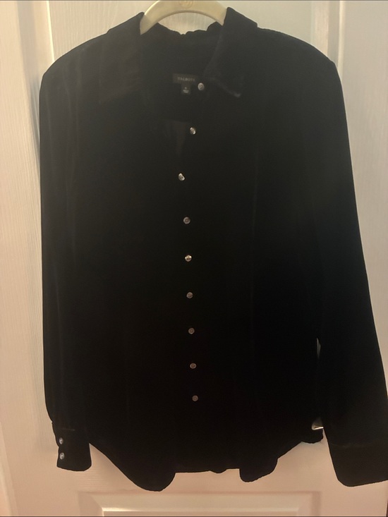 Talbots Other - Talbots Black Velvet Button-Down Shirt